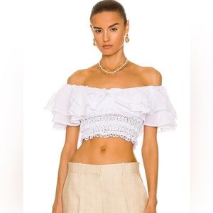 CHARO RUIZ IBIZA Hanna Off The Shoulder Top in White NWT (Size XS)